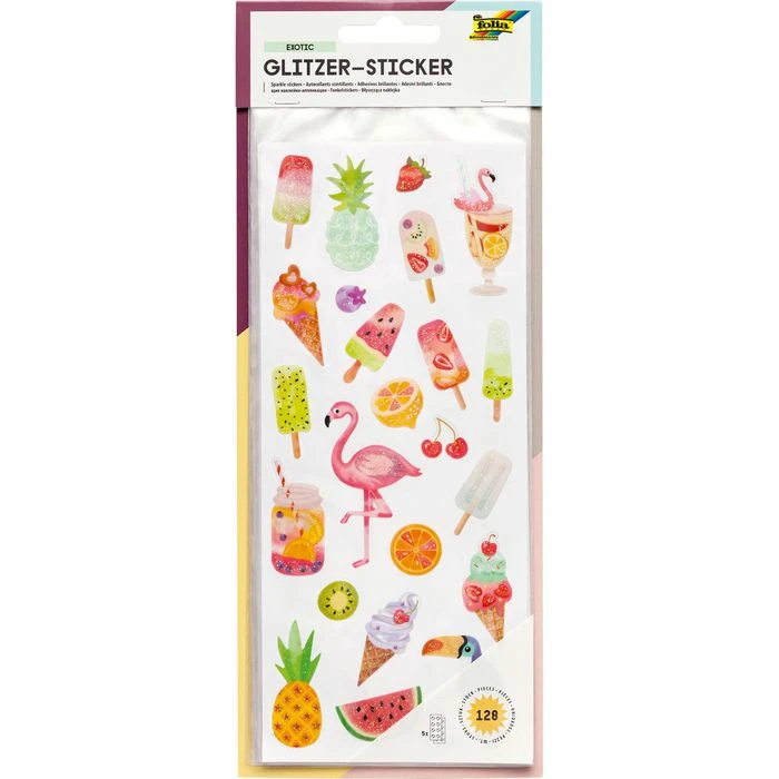 Folia Sticker 1414 Glitzer-Sticker, Verschiedene Motive, Ca. 125 Aufkleber
