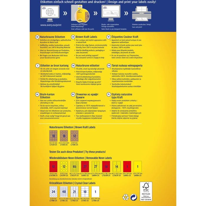 Zweckform Universaletiketten L7108-25, Naturbraun, 105 X 57 Mm, 25 Blatt, 250 Stück – Bild 5