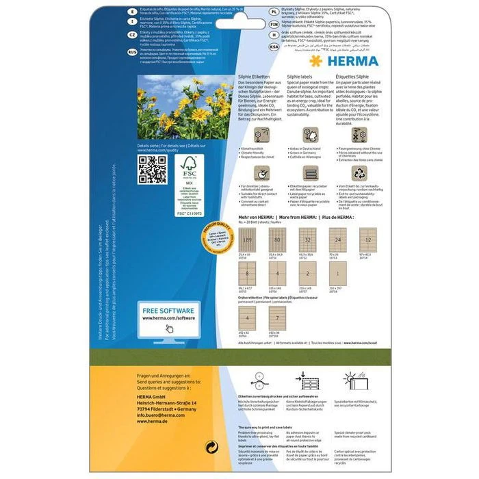 Herma Rückenschilder 10740, Silphie-Papier, Braun, 61 X 192mm, Selbstklebend, 80 Stück – Bild 4