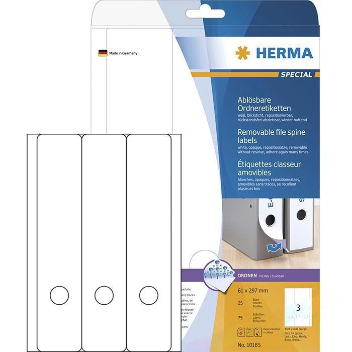 Herma Movables 10185 Ordner-Etiketten 61x297 Weiß