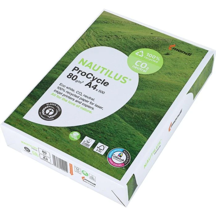 Mondi Kopierpapier Nautilus ProCycle, A4, Recycling, 80g/qm, Weiß, 500 Blatt