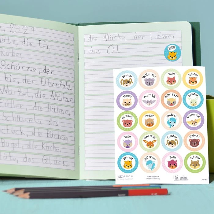 Zweckform Bewertungspunkte Motivation, Bunt, Ø 15 Mm, Tiergesicht Und Spruch, 240 Stück – Bild 2