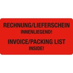 Eichner Hinweisetiketten Rechnung/Lieferschein, 50x100mm, Selbstklebend, Auf Rolle, 250 Stück