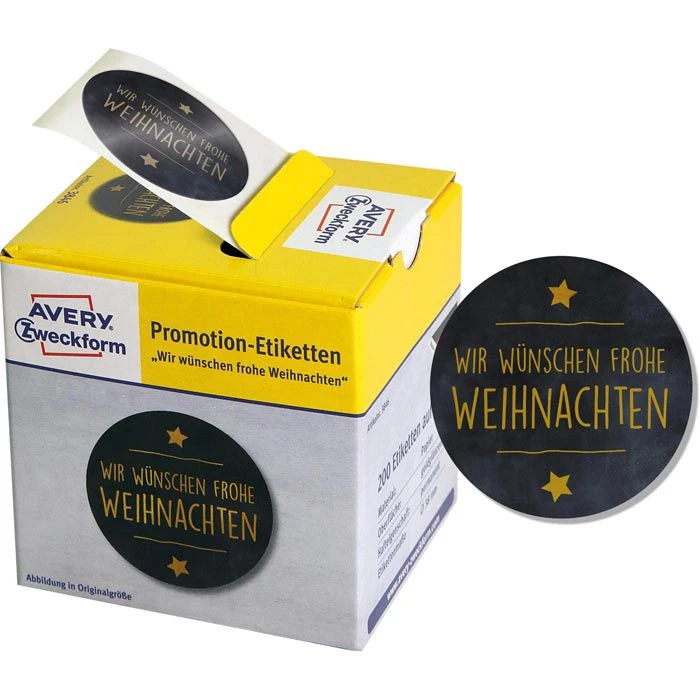 Zweckform Sticker 3846 Promotion, Weihnachten, Wir Wünschen Frohe Weihnachten, Auf Rolle, 200 Stück