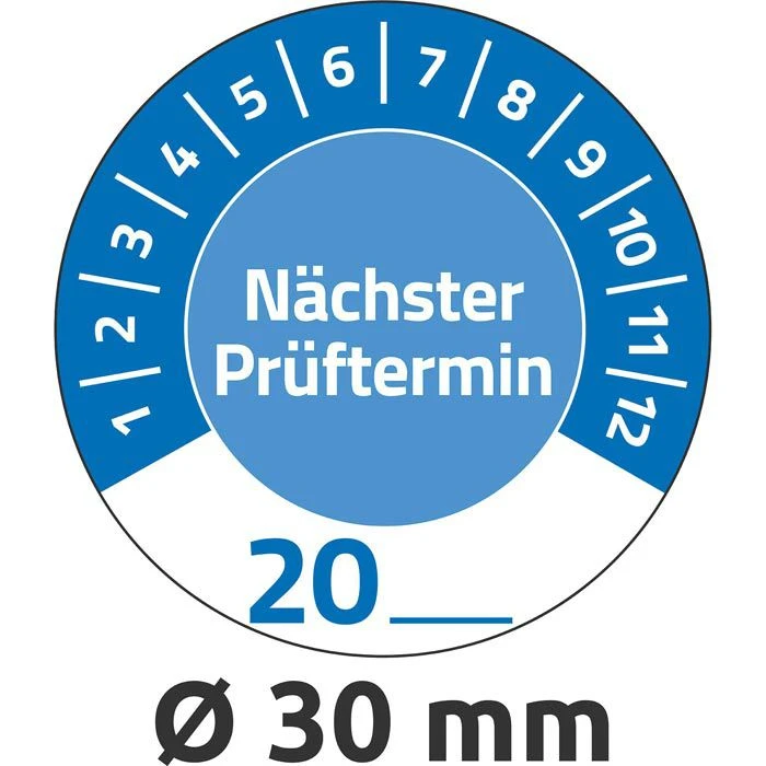 Zweckform Prüfplaketten 7906, Nächster Prüftermin, 20XX Blau, Ø 30mm, Aus Vinyl, 80 Stück Individuell