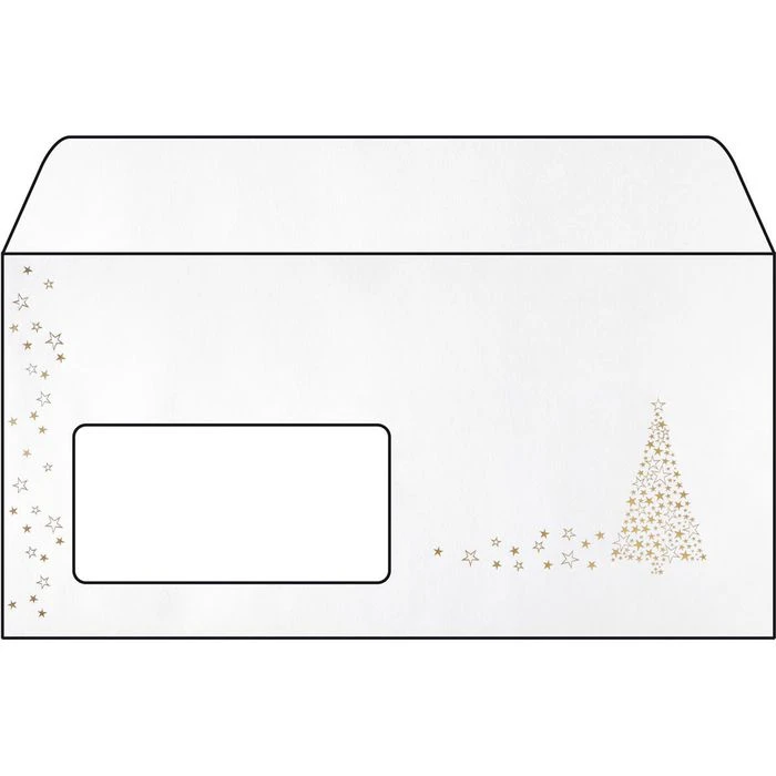 Sigel Weihnachtsumschläge DU084, DIN Lang, Golden Tree, Mit Fenster, 50 Stück
