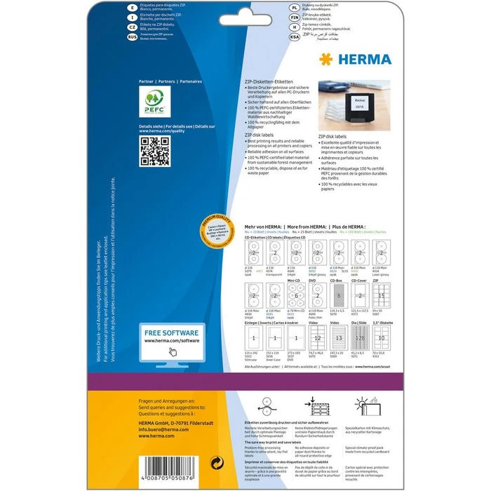 Herma Universaletiketten 5087, Special, Weiß, ZIP-Disk-Etiketten, 59 X 50mm, 25 Blatt, 375 Stück – Bild 4