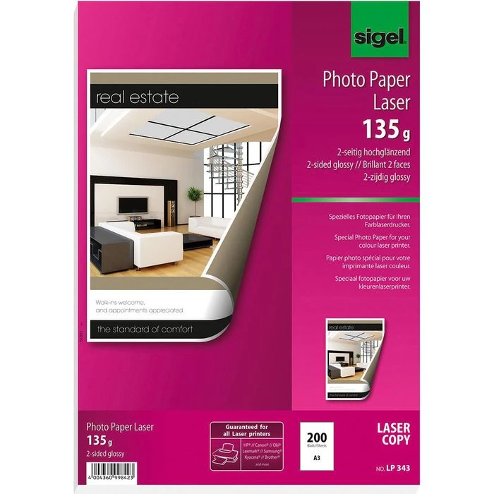 Sigel LP343 Photo-Papier Glossy A3 135g Farblaser 1 Sigel LP343 Photo-Papier Glossy A3 135g Farblaser