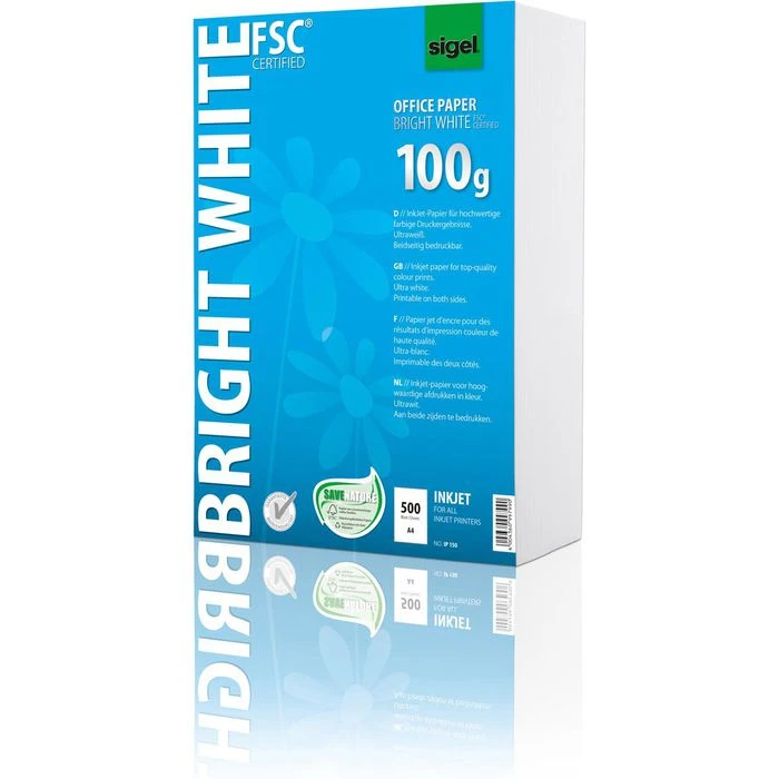 Sigel Inkjet-Papier IP 150 Bright White, A4, 100g/qm, Ultraweiß Beidseitig Bedruckbar 500 Blatt 1 Sigel Inkjet-Papier IP 150 Bright White, A4, 100g/qm, Ultraweiß Beidseitig Bedruckbar 500 Blatt