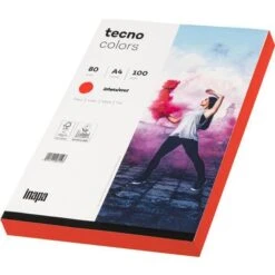 Inapa Tecno Colors, 2100019176, Kopierpapier, A4, 80g/qm, Intensivrot, 100 Blatt