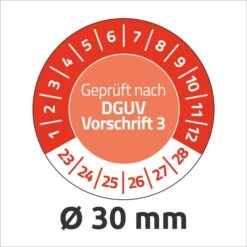 Zweckform Prüfplaketten 6978 Geprüft Nach DGUV Vo3, 2023-2028, Rot, Ø 30mm, Abziehsicher, 80 Stück