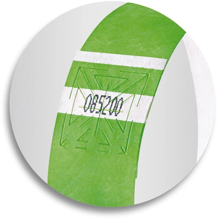 Sigel Einlassbänder EB212 Super Soft, Neongrün, Tyvek, Bedruckbar, Wasserfest, 25x255mm, 120Stück – Bild 4