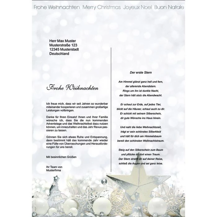 Sigel Weihnachtspapier DP013, White Stars, A4, 90g/qm, 25 Blatt – Bild 2