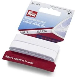Prym Namensetiketten Wäschemarkierband, Weiß, 11 X 3000 Mm, Zum Aufbügeln, Permanent, Endlos