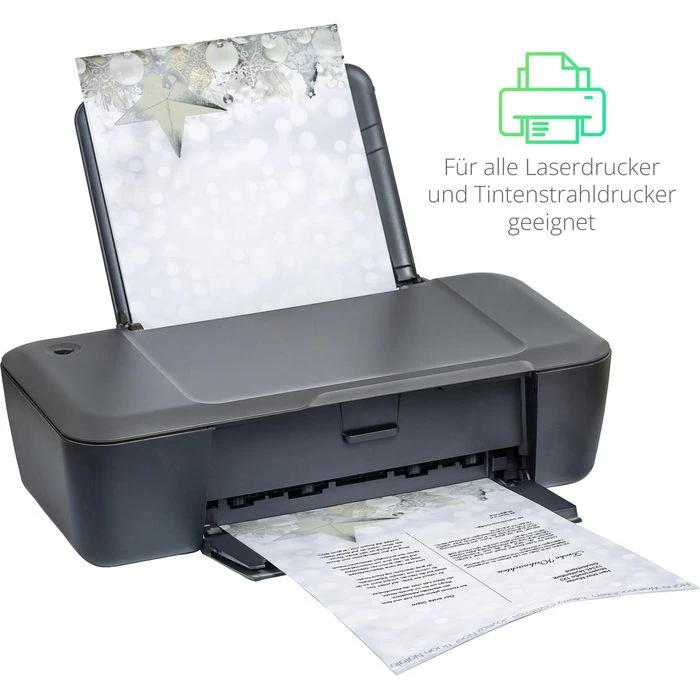 Sigel Weihnachtspapier DP013, White Stars, A4, 90g/qm, 25 Blatt – Bild 3