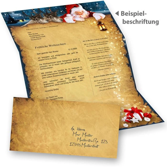 Tatmotive Weihnachtsbriefpapier Nordpol Express, Set, A4, 90g/m², 100 Blatt + 100 Umschläge – Bild 2