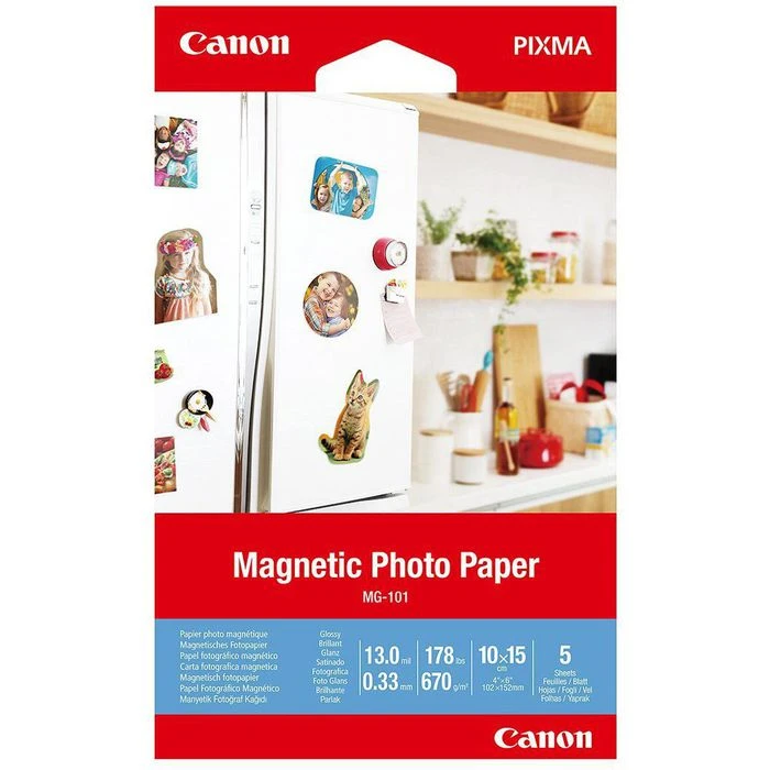 Canon® Canon Fotopapier MG-101 10 X 15 Cm, 5 Blatt, Für Inkjet, 670 G/qm, Magnetisch