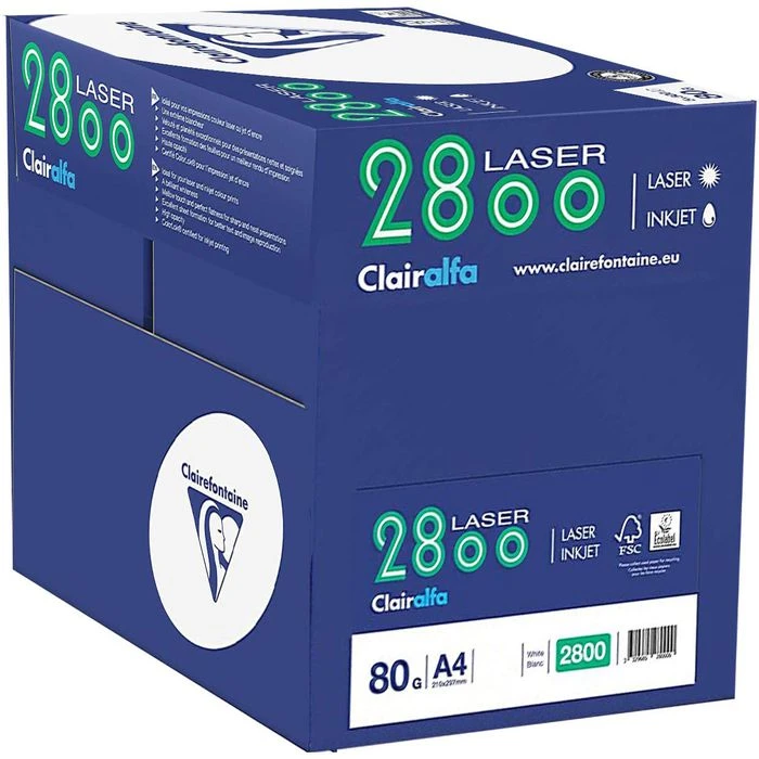 Clairefontaine Kopierpapier Laser 2800, 1981C, A4, Clairalfa, 80g/qm, Hochweiß, Ungeriest, 2500 Blatt – Bild 4