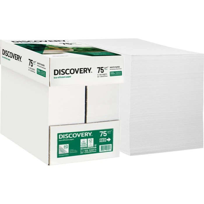 Discovery Kopierpapier 834270A75S, A4, A4, 75g/qm, Hochweiß, Ungeriest, 2500 Blatt 1 Discovery Kopierpapier 834270A75S, A4, A4, 75g/qm, Hochweiß, Ungeriest, 2500 Blatt