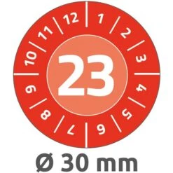 Zweckform Prüfplaketten 6946, Mit Jahreszahl 2023, Rot, Ø 30mm, Abziehsicher, 80 Stück