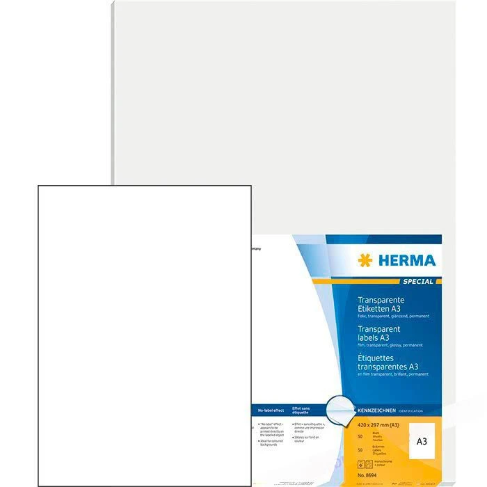 Herma 8694 Transparente Etiketten A3 297 X 420mm