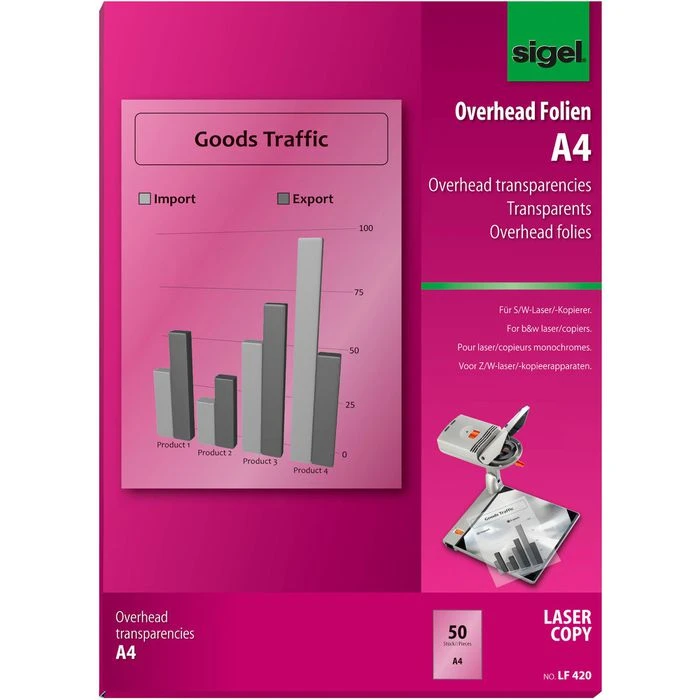 Sigel LF 420 A4 Klar Kopierfolien Overhead Folien