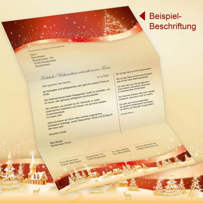 Tatmotive Weihnachtsbriefpapier Rot-golden, Set, A4, 90 G/m², 100 Blatt + 100 Umschläge – Bild 2